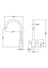 Minimalist Kitchen Mono Mixer Tap with 2 Lever Handles, 436mm - Chrome