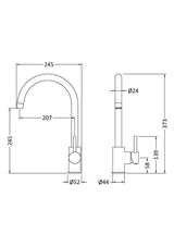 Minimalist Kitchen Mono Mixer Tap with 1 Lever Handle, 436mm - Chrome