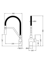 Modern Kitchen Mono Mixer Tap with 1 Lever Handle, 436mm - Chrome