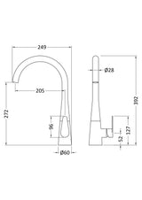 Kitchen Mono Mixer Tap with 1 Lever Handle, 398mm - Chrome