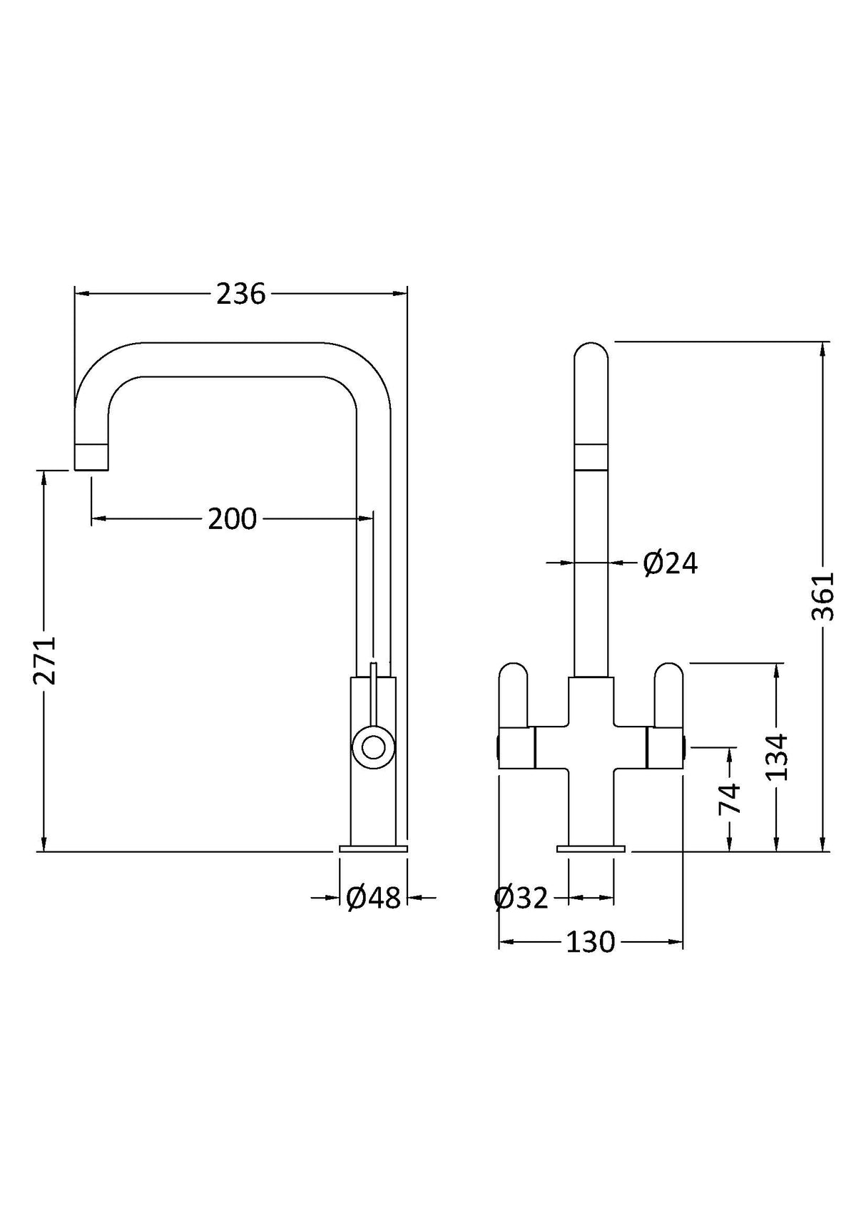 Kuma Kitchen Mono Mixer Tap - Multiple Lever and Finishes Available