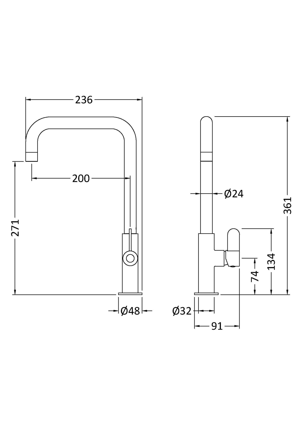 Kuma Kitchen Mono Mixer Tap - Multiple Lever and Finishes Available