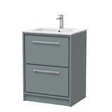 Contemporary Floor Standing 2 Drawer Vanity Unit - Choice of Colour, Basin Type and Size