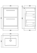 Contemporary Floor Standing 2 Drawer Vanity Unit - Choice of Colour, Basin Type and Size