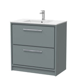Contemporary Floor Standing 2 Drawer Vanity Unit - Choice of Colour, Basin Type and Size