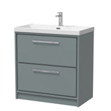 Contemporary Floor Standing 2 Drawer Vanity Unit - Choice of Colour, Basin Type and Size