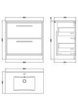 Contemporary Floor Standing 2 Drawer Vanity Unit - Choice of Colour, Basin Type and Size