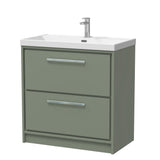 Contemporary Floor Standing 2 Drawer Vanity Unit - Choice of Colour, Basin Type and Size