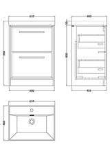 Contemporary Floor Standing 2 Drawer Vanity Unit - Choice of Colour, Basin Type and Size