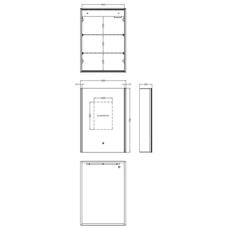 1 Door Touch Sensor Mirror Cabinet with 2 Shelves, Demister & Shaver Socket