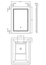 Rectangular LED Framed Illuminated Touch Sensor Mirror with Demister, 700mm x 500mm
