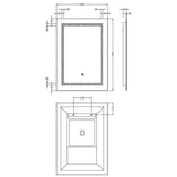 Rectangular LED Framed Illuminated Touch Sensor Mirror with Demister, 700mm x 500mm