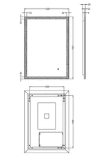 Rectangular LED Illuminated Touch Sensor Minimalist Mirror with Demister, 700mm x 500mm