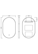 Contemporary Oval Inset Framed LED Touch Sensor Mirror - 800 x 500mm
