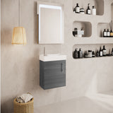 Compact Cloakroom Vanity Basin Unit, 400mm - Choice of Mount Type, Colour and Handle Finish