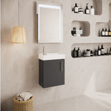 Compact Cloakroom Vanity Basin Unit, 400mm - Choice of Mount Type, Colour and Handle Finish