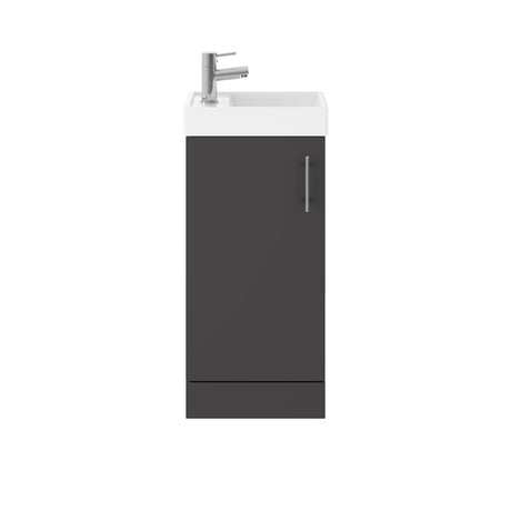 Compact Cloakroom Vanity Basin Unit, 400mm - Choice of Mount Type, Colour and Handle Finish