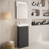 Compact Cloakroom Vanity Basin Unit, 400mm - Choice of Mount Type, Colour and Handle Finish