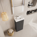 Compact Cloakroom Vanity Basin Unit, 400mm - Choice of Mount Type, Colour and Handle Finish