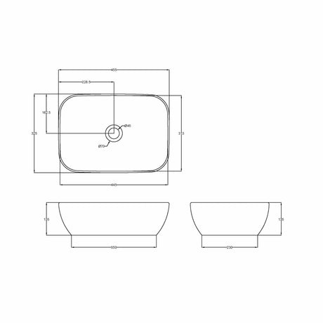 Soft Rectangular Countertop Basin – Gloss White Ceramic Vessel Without Overflow