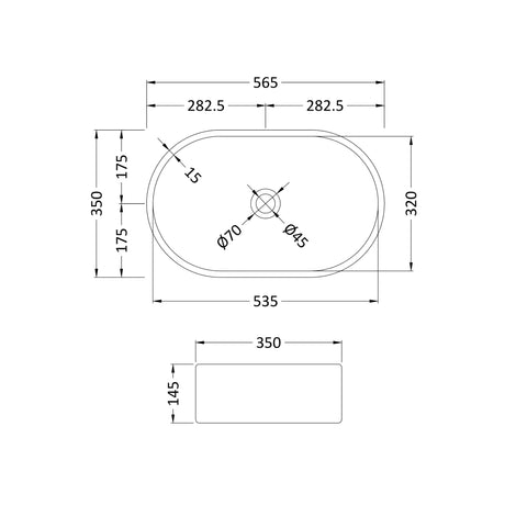 Oval Countertop Basin – Gloss White Ceramic Vessel Without Overflow