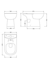 Ridley Ceramic Bathroom Bundle – Compact or Close-Coupled Toilet Pan, Cistern & Soft-Close Seat + 560mm 1-Tap-Hole Basin with Full Pedestal