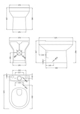 Vision Ceramic Bathroom Suite – Semi Flush to Wall Toilet, Cistern, Soft-Close Seat & 500mm Basin with Full or Semi Pedestal