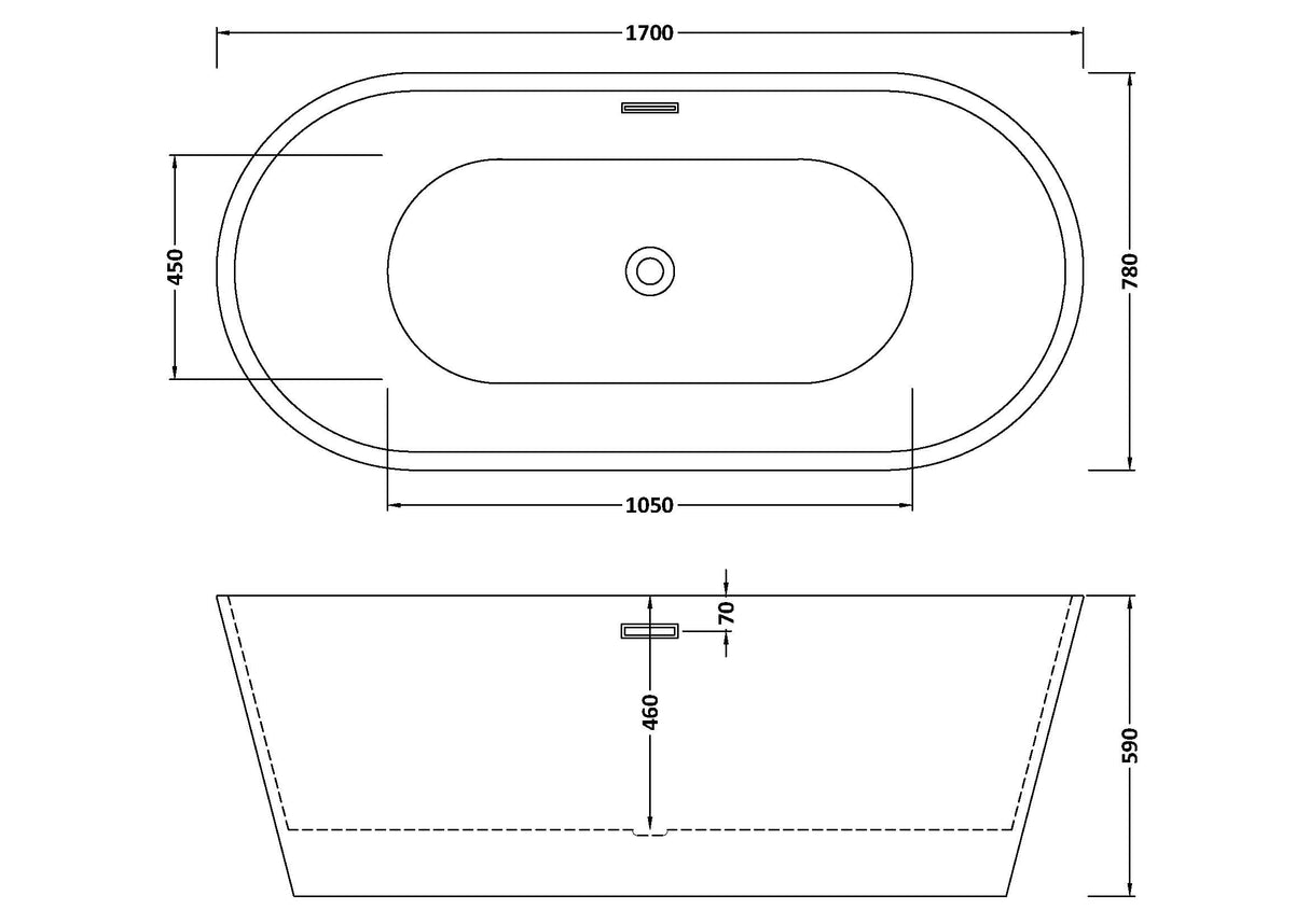 Contemporary Rounded Rectangular Freestanding Bath and Waste from Balterley - Multiple Sizes Available