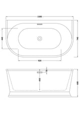 Contemporary Back To Wall Freestanding Bath from Balterley - Multiple Sizes Available