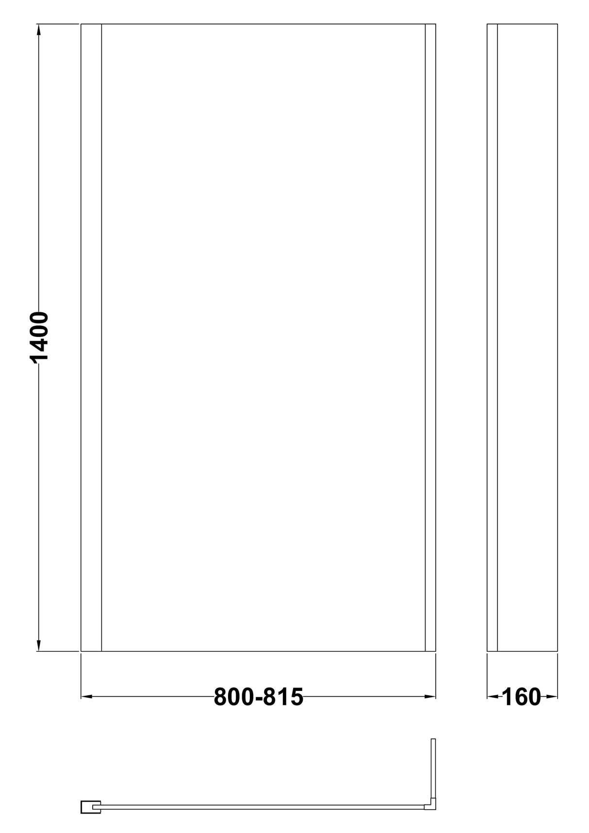 6mm Toughened Safety Glass Reversible L-Shaped Bath Screen Fixed