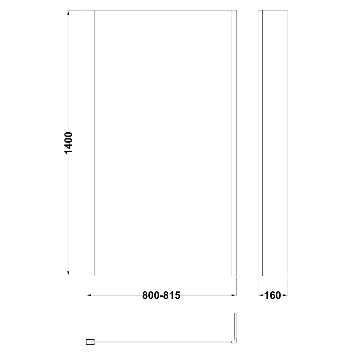 6mm Toughened Safety Glass Reversible L-Shaped Bath Screen Fixed