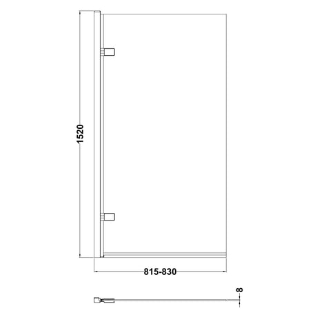 8mm Toughened Safety Glass Reversible Hinged Straight Shower Bath Screen - Choice of Colour