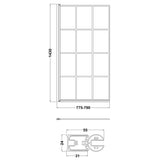 Black Framed Reversible Hinged Shower Bath Screen – 6 mm Toughened Safety Glass,  H: 1430 × W: 790 × D: 38 mm