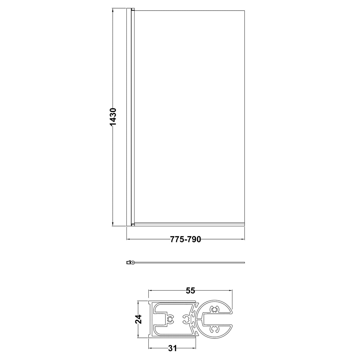 Modern Square Bath Shower Screen - Choice of Style and Finish