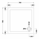 Modern Square Shower Tray, 40mm Profile - Choice of Size and Colour