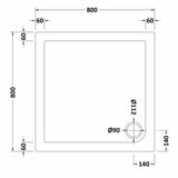 Modern Square Shower Tray, 40mm Profile - Choice of Size and Colour
