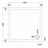 Modern Square Shower Tray, 40mm Profile - Choice of Size and Colour