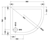Modern Offset Quadrant Shower Tray  - Left or Right Hand - Choice of Size and Finish