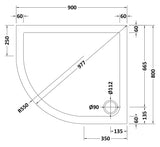 Modern Offset Quadrant Shower Tray  - Left or Right Hand - Choice of Size and Finish