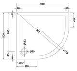 Modern Offset Quadrant Shower Tray  - Left or Right Hand - Choice of Size and Finish