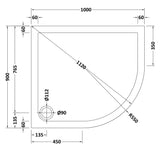 Modern Offset Quadrant Shower Tray  - Left or Right Hand - Choice of Size and Finish