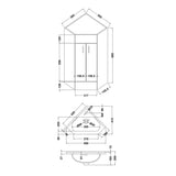 2 Door Floorstanding Bathroom Cloakroom Corner Vanity Basin Unit, Dark Grey