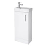 400mm Striking Floor Standing Bathroom Vanity & Basin – Chrome Handle – Gloss White