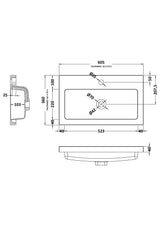 Compact Polymarble 1 Tap Hole Basin - 600mm