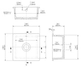 Single Bowl Fireclay Ceramic Square Undermount Kitchen Sink with Central Waste & Overflow in a Soft Black Finish