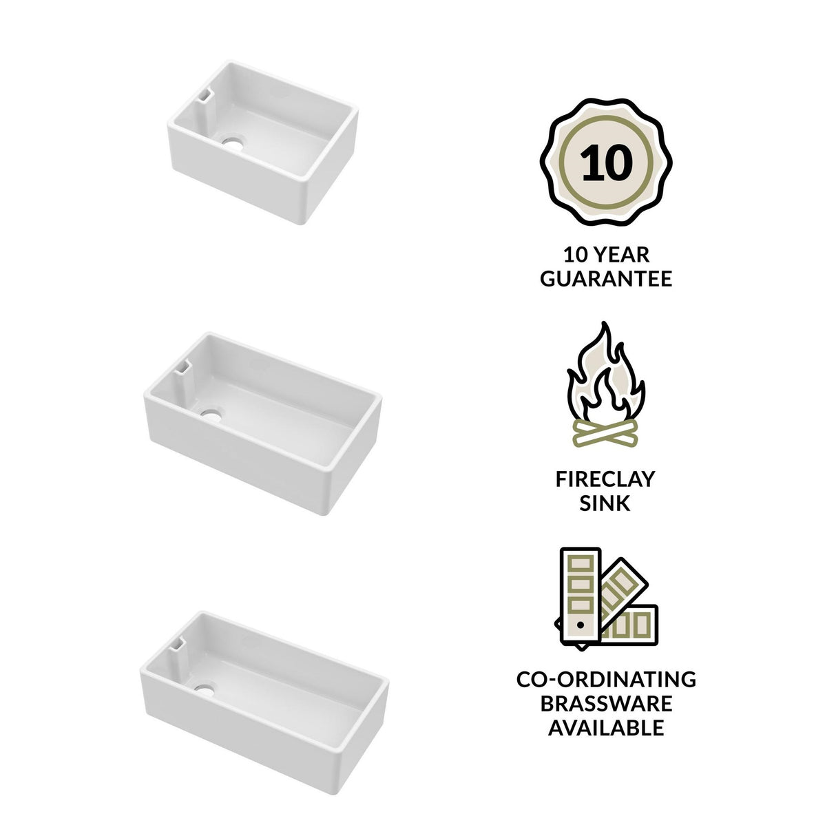 Single Bowl Belfast Kitchen Sink - Multiple Sizes Available