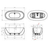 Oval Freestanding Bath - 1600 x 850mm