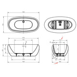 Oval Freestanding Bath - 1600 x 850mm