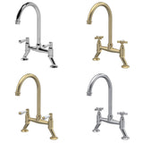 Traditional Bridge Mixer Kitchen Tap - With Multiple Finishes and Handle Options Available