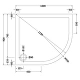 Modern Offset Quadrant Shower Tray  - Left or Right Hand - Choice of Size and Finish